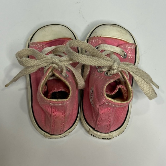 Converse all star pink hightop sneakers kids size 4 trendy punk casual - Picture 5 of 8